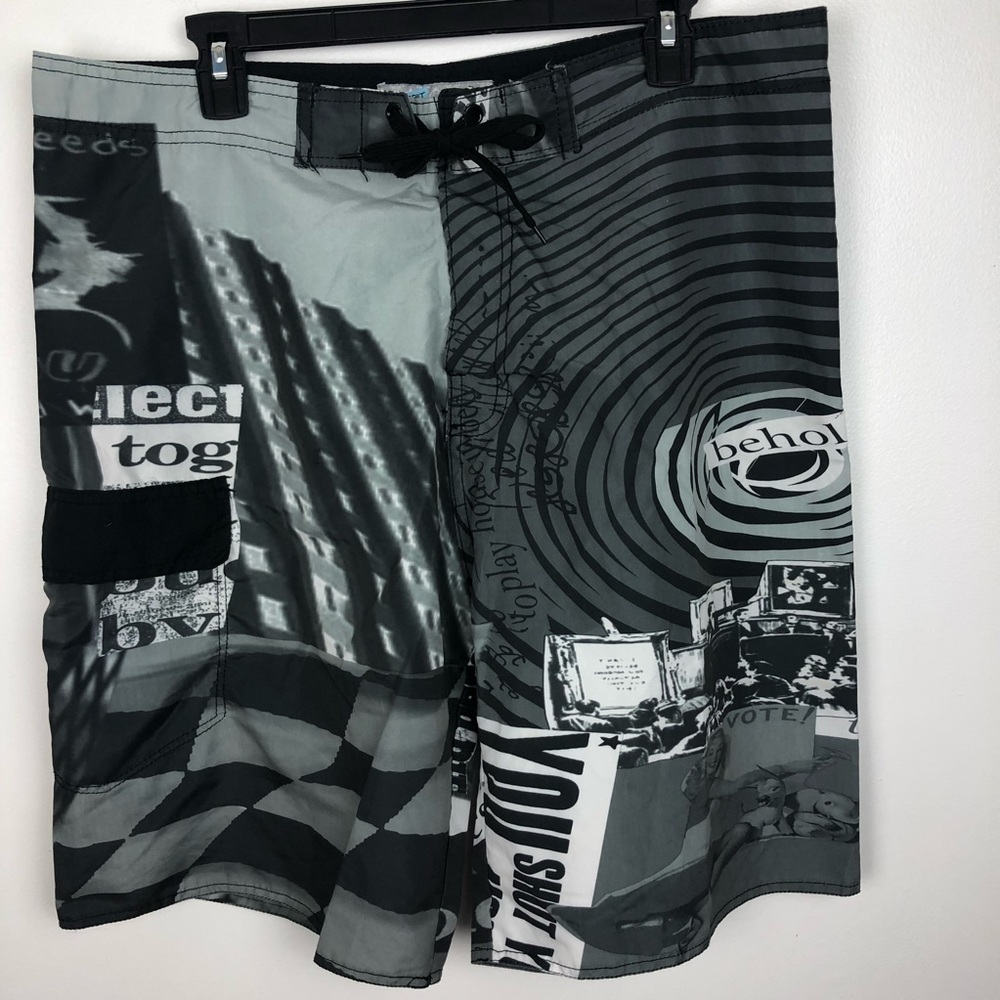 B.Split Board Shorts Swim Shorts Size XXL color Gray/Black